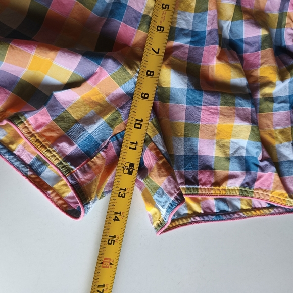 Lands End 100% Cotton Gingham Plaid Elastic Waist Short Cami PJ Set sz XS Pink - Picture 9 of 10